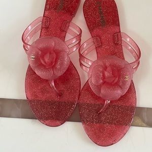 Chanel Camellia Thong Jelly flip flops, sandals size 39